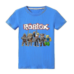 5-12 år barn kortärmade Roblox- print tecknade T-shirt-tröjor casual Blue