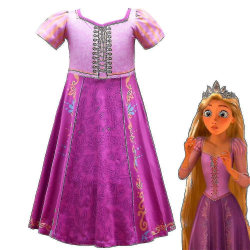 Rapunzel-outfit för tjejer Fest Snygga kortärmade prinsessklänningar A