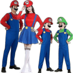 Vuxen Super Mario Kostym Kvinnor Män Fancy Dress Hat Set Party green