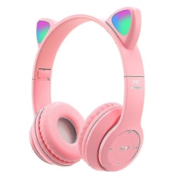 Tecknade kattöron RGB lysande bluetooth headset, hopfällbara (rosa)