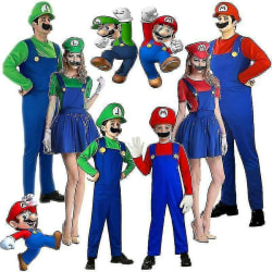 Super Mario Kostym Barn Pojke Flicka Cosplay Fancy Dress Up Party Outfits CNMR Green girls 5-6 Years Red girls 9-10 Years