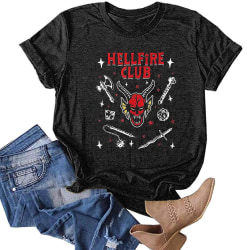 Damöverdelar Stranger Things Säsong 4 Hellfire Club T-shirts med printed Black