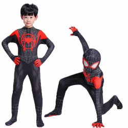 Kids Miles Morales kostym Spiderman Cosplay Jumpsuit  cm zy 160 160