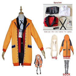 Fullt set Kakegurui Jabami Yumeko kostym Anime Gambler Yomozuki Runa Cosplay Röd Japan Sc Style 7