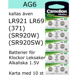 AG6 10-Pack Alk.1,5V Camelion LR921 ( 371 SR920SW )