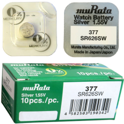 377 10-Pack SR626SW Murata Klockbatterier silveroxid 1.55V