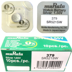 379 10-Pack SR521SW Murata Klockbatterier silveroxid 1.55V