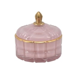 Glasburk, rosa, med guldkant H11xD10 cm