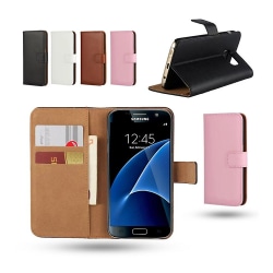 Fodral Äkta Läder / Plånbok - Samsung Galaxy S7 Svart