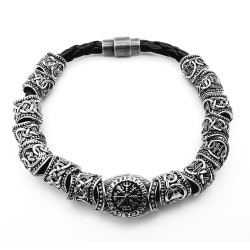 Runic Runes charm pärlor viking armband Silver