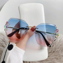 Kvinnor Båglösa Diamond Solglasögon UV-skydd Solglasögon #7
