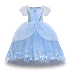 Cinderella Princess Dress Cosplay Girl Födelsedagsklänning 4-5 Years