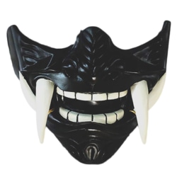 Prajna Seal Röd Japansk Mask Cosplay Halv Ansikte Med Tänder Black