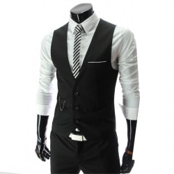 Kostymväst för män Slim Fit Business Professionell formell väst Black 2XL