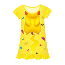Pikachu 3d Print Nattlinne för barn Flickor Tecknad T-shirt klänning 130cm