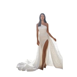 Elegant kvinnas ärmlös klänning med en axel White L