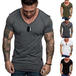 Kortärmad t-shirt för män med diagonal sömmar i fålldesign Deep gray XL