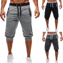 Casual Shorts för män 3/4 Jogger Capri Byxor Knä Shorts Dark gray 2XL