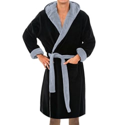 Mjuk mantel för mäns mantellbadrock vinterhusrock pyjamas Mörkgrå 4XL
