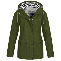 Kvinnor Zip Up Hooded Long Sleeve Waterproof Outdoor Travel Tops Army Green 5XL