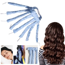 Heatless Hair Curler No Heat Spiral Curls Pannband Hårrulle Blue