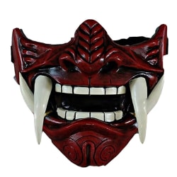 Prajna Seal Röd Japansk Mask Cosplay Halv Ansikte Med Tänder Red
