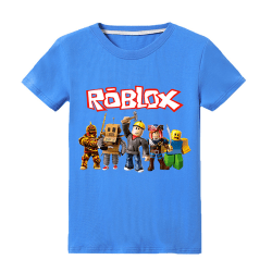 Barn kortärmad Roblox Print Cartoon Casual T-shirt Blue 130 cm