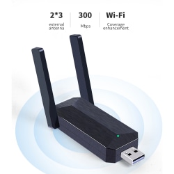 300 Mbps USB 2.0 WiFi-adapter Trådlöst nätverk extern mottagare Black