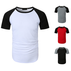 Casual t-shirt för män, färgmatchande raglanärm, sportkläder White L