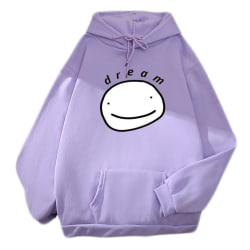 Smiley print tröja med huva Vintertröja purple-2 2XL