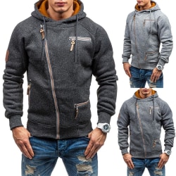 Herr Hooded Zipper Sweater Hoodie Fashion Sports Cardigan Jacket black L