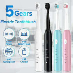5 växlar elektrisk tandborste USB Ladda elektriska tandborstar Pink