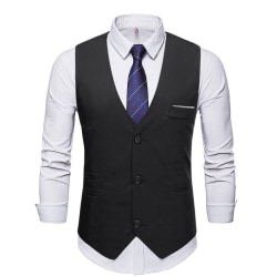 Väst med smal kostym för män Casual Business-väst med tre knappar Black XL