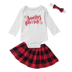 Christmas Baby långärmad blus och kjol i tre delar red 80cm