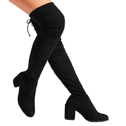 Lady Thigh High Stretchy Boots Lace Over The Knee Boots black 39