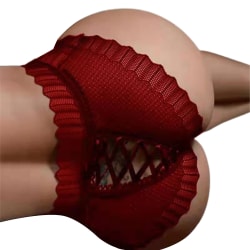 Strappy genomskinliga sexiga underkläder för kvinnor Låg midja underkläder Red M