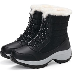 Snow Boots Plus Velvet High-Top Lace-Up Boots Skor för kvinnor black 39