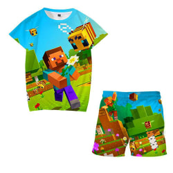 Pojkar Barn Kortärmad och Shorts Set Minecraft Suit A 120cm