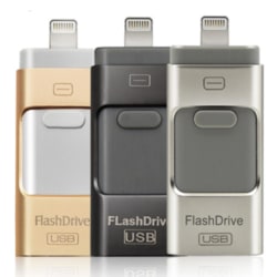 USB/Lightning Minne - Flash (Spara ner allt från telefonen!) Svart