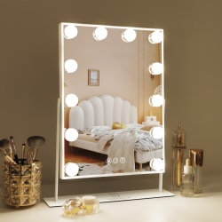 FENCHILIN Hollywood sminkspegel med lampor 360° vridbar bordsskiva vit 30 x 41 cm spegel vit 30 x 41cm