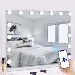 FENCHILIN Hollywood Vanity Spejl med Lys Bluetooth Bordplade Vægmontering Hvid 58 x 46 cm hvid 58*46cm