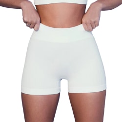 2 delar träningskläder Hudvänliga behåar Shorts Crop Tops White Shorts/L
