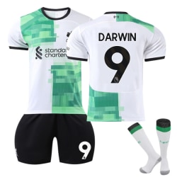 2023-2024 Liverpool Borta fotbollströja för barn, kit nr. 9 Darwin Núñez XS