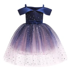 Prinsessklänningar för flickor, söta ärmlösa klänningar för flickor} blue 130