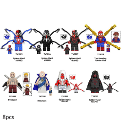 8 Pack Marvel Supersankari Minifiguurit Kootut Mini Rakennuspalikka Hämähäkkimies 2 Pelihahmot Lelukokoelmat Mallilasten joululahjat