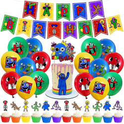 Rainbow Friends Theme Party Supplies Kit Ballonger Banner Cake Toppers Dekorationer Set