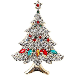 Wabjtam Vintage färgad julgran Strass Brosch Pin Bröllopsfest smycken