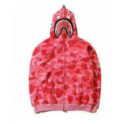 Shark Jaw Camo hoodie med dragkedja för män för män pink M