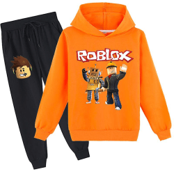 Roblox Hoodie Suit Barn Varm Hoodie Kläder Roblox Printed Hoodie Orange 170cm