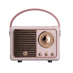 Trådlös Retro Bluetooth högtalare Mini USB Uppladdningsbar Vintage Fm-radio Pink